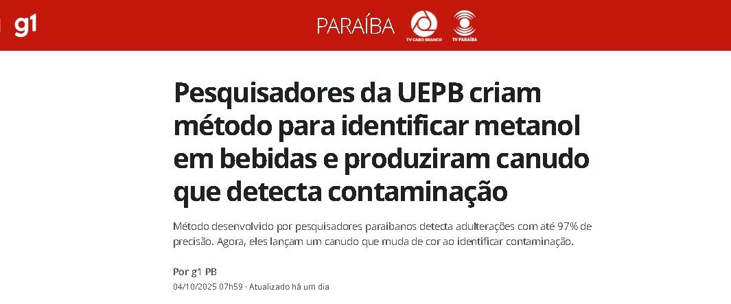 Notícia sobre o canudo de metanol.